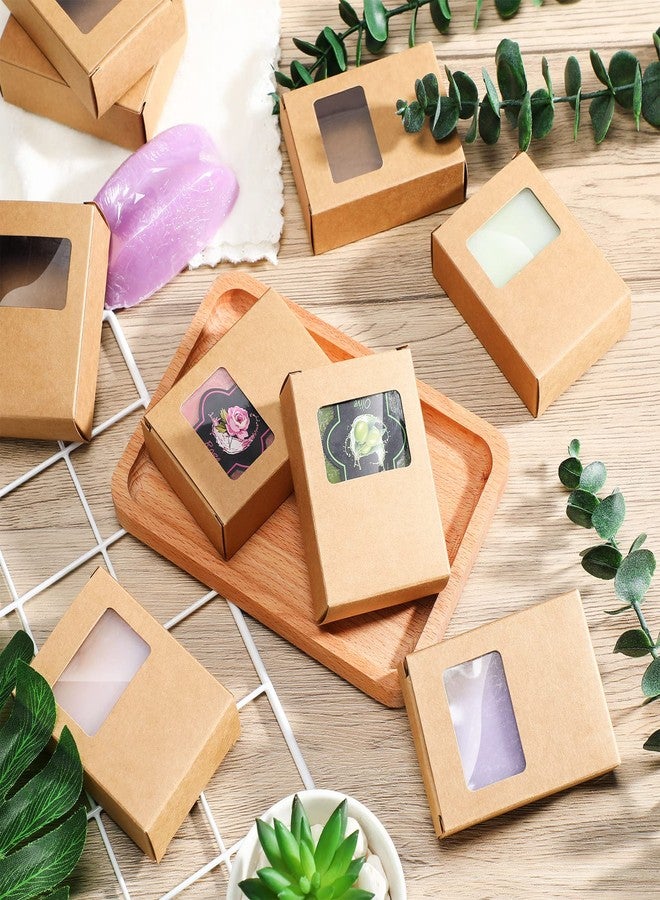 Spakon 30 Pcs Soap Boxes for Homemade Soap Packaging Mini Kraft Paper Box with Window 3.5 x 2.6 x 1.2 Inch Rectangle Gift Box for Bakery Candy Packaging Birthday Christmas Party (Brown) - Image 5